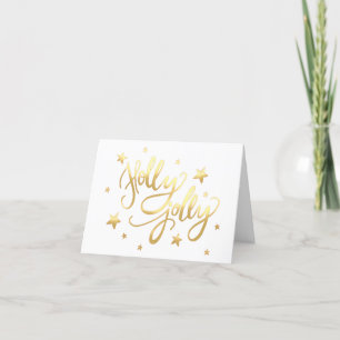 Holly Jolly Elegant Guld Faux Foil Script Helgkort