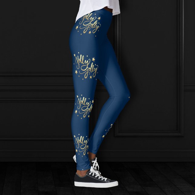 Holly Jolly | Elegant Guld Faux Foil Script Leggings (Skapare uppladdad)