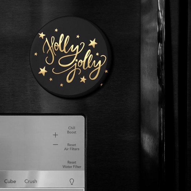 Holly Jolly | Elegant Guld Faux Foil Script Magnet (Skapare uppladdad)