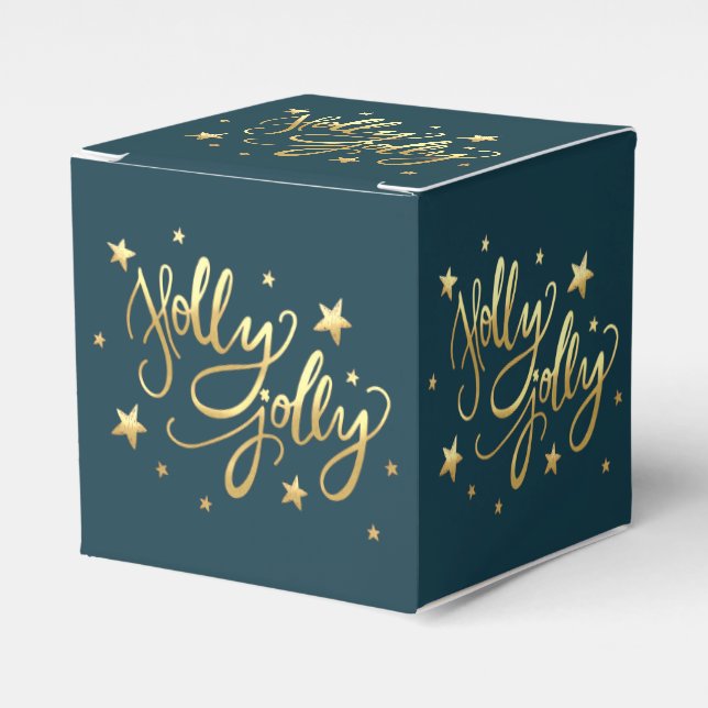 Holly Jolly | Elegant Guld Faux Foil Script Presentaskar (Framsidan Sidan)
