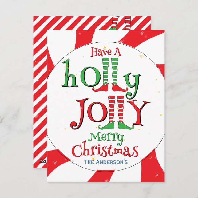 Holly Jolly Elf God jul Candy Overload Julkort (Fram/baksida)