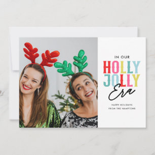 Holly Jolly Era Colorful Photo Julkort
