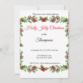 Holly Jolly Family Christmas Party Inbjudningar