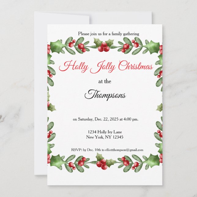 Holly Jolly Family Christmas Party  Inbjudningar (Framsida)