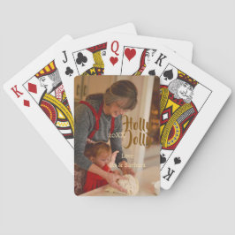 Holly Jolly family holiday photo beige year naboho Casinokort