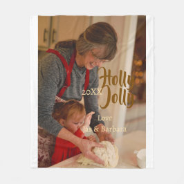 Holly Jolly family holiday photo beige year naboho Fleecefilt