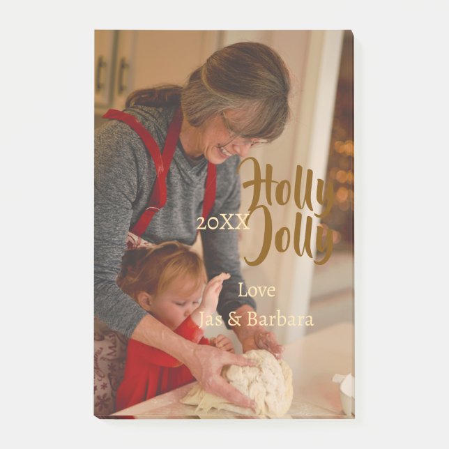 Holly Jolly family holiday photo beige year naboho Post-it Block (Framsida)