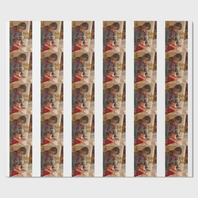 Holly Jolly family holiday photo beige year naboho Presentpapper (Platt)