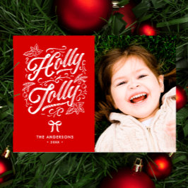 Holly Jolly Family Namn och Photo jul Julkort