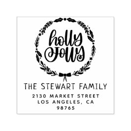 Holly Jolly Family Namn Returadress Självfärgande Stämpel