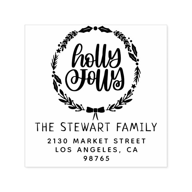 Holly Jolly Family Namn Returadress Självfärgande Stämpel (Design)