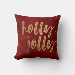 Holly Jolly faux foil push helgdag Kudde