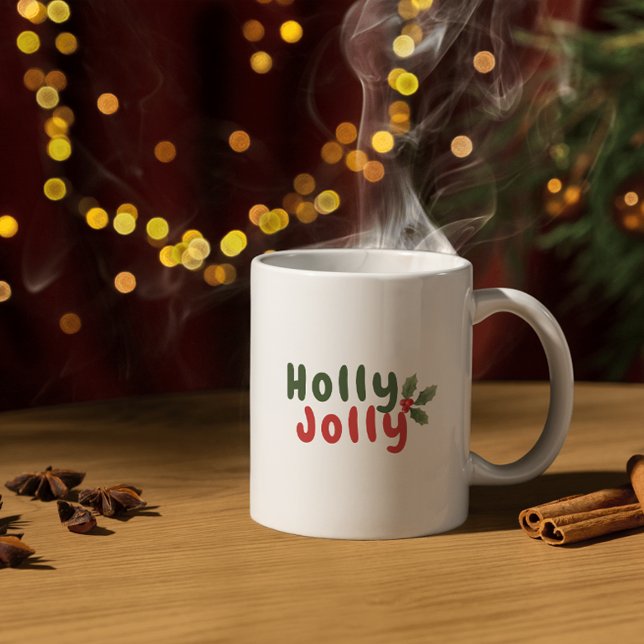 Holly Jolly - Festive Helgdag Tont with Holly Icon Kaffemugg (Skapare uppladdad)