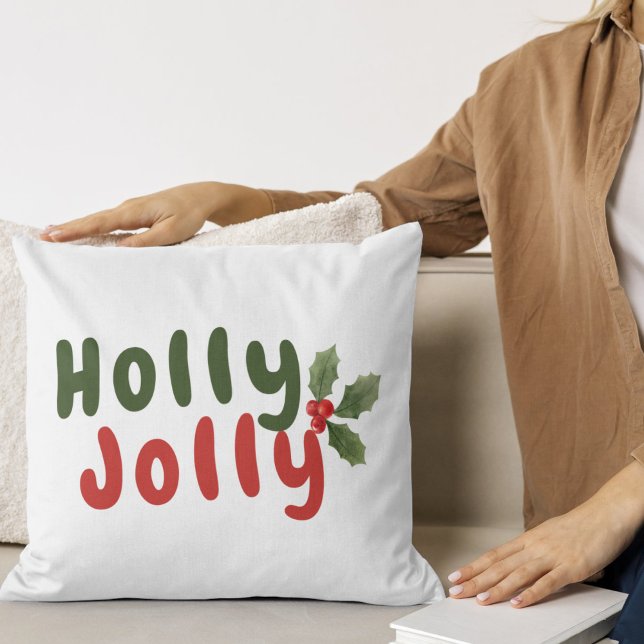 Holly Jolly - Festive Helgdag Tont with Holly Icon Kudde (Skapare uppladdad)