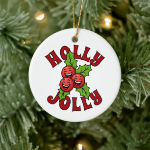 Holly Jolly Funny Laughing Holly-jul Julgransprydnad Keramik