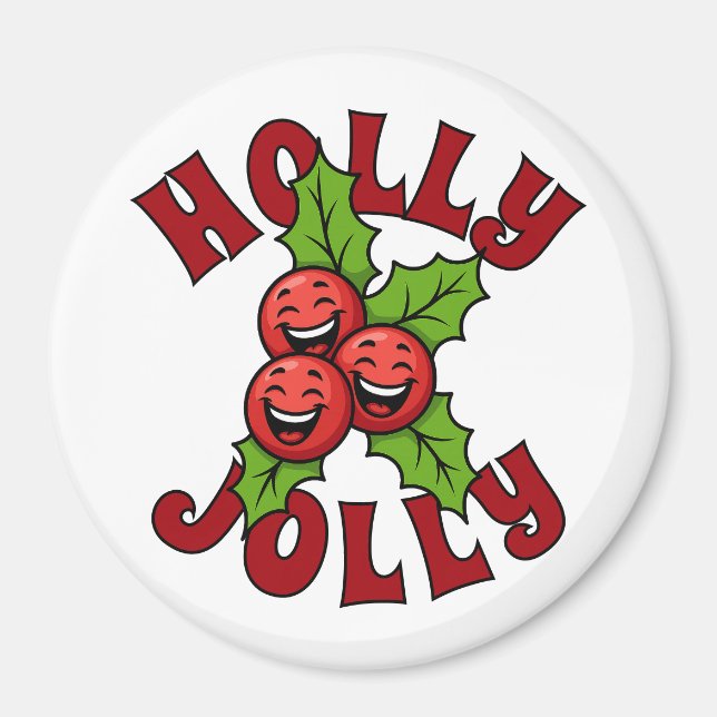 Holly Jolly Funny Laughing Holly-jul Magnet (Framsidan)