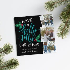 Holly Jolly | Fyrkantigt Helgdag-fotosamlingskort Julkort
