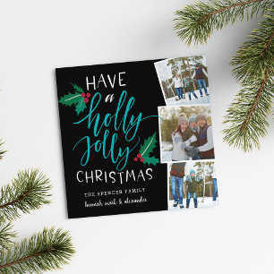 Holly Jolly Fyrkantigt Helgdag-fotosamlingskort Julkort