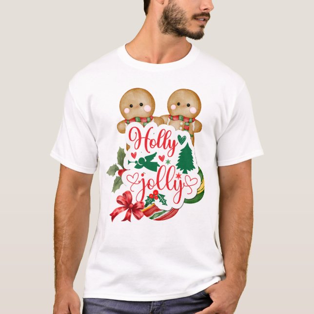 Holly Jolly Gingerbröd T Shirt (Framsida)
