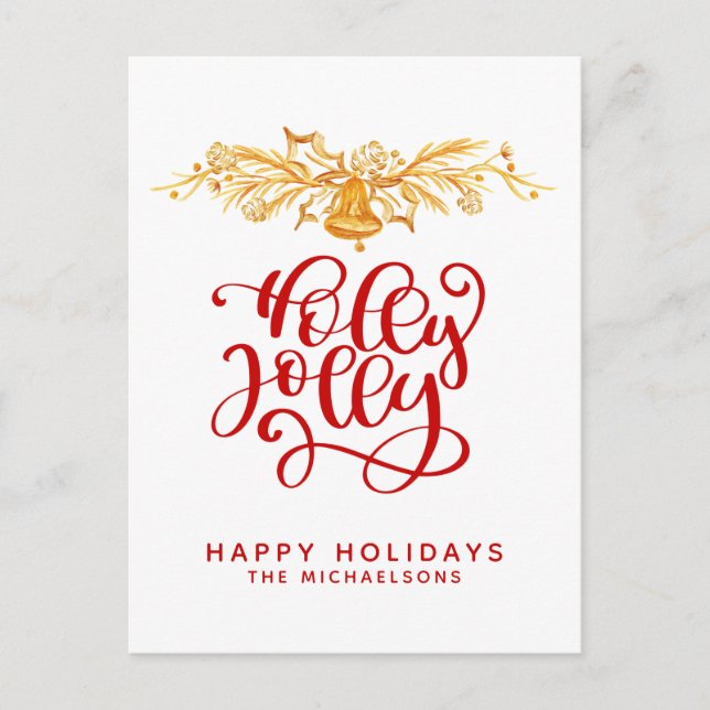 Holly Jolly | GLAD HELG Vykort (Framsida)