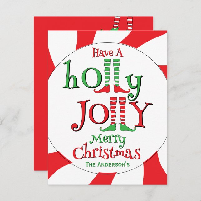 Holly Jolly God jul! Julkort (Fram/baksida)