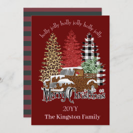 Holly Jolly God jul Träd på Lastbil-kortet Julkort
