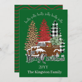 Holly Jolly God jul Träd på Lastbil-kortet Julkort