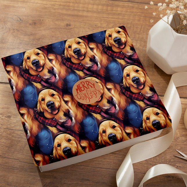 Holly Jolly Golden Retriever sömlös mönster Presentpapper (Skapare uppladdad)