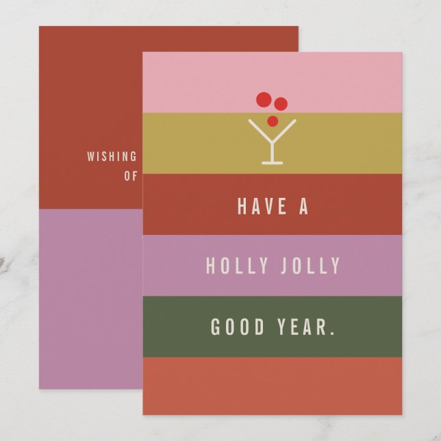 Holly Jolly Greeting Card Julkort (Fram/baksida)