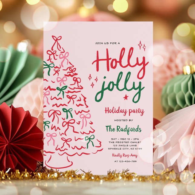 Holly Jolly Hand plockade jul-Julfesten Inbjudningar (Skapare uppladdad)