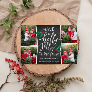 Holly Jolly Helgdag Fotokollokort Julkort