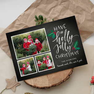 Holly Jolly Helgdag Fotokollokort Julkort
