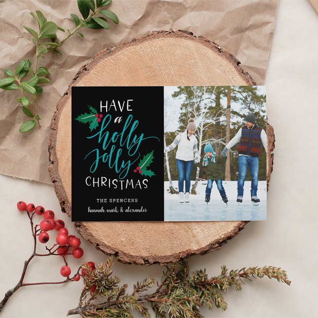 Holly Jolly | Helgdag Fotokollokort Julkort (Skapare uppladdad)