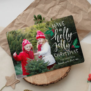 Holly Jolly Helgdag-fotokort Julkort