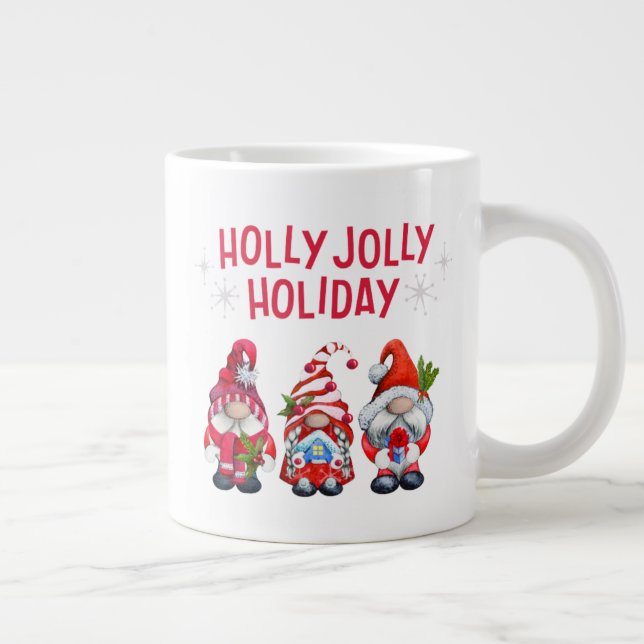 Holly Jolly Helgdag Gnomes Whimsical jul Jumbo Mugg (Höger)