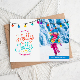 Holly Jolly Helgdag Photo Card   Hälsning på baksi Julkort