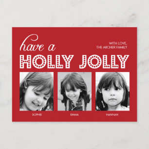 Holly Jolly Helgdag Photo Card-vykort Helg Vykort