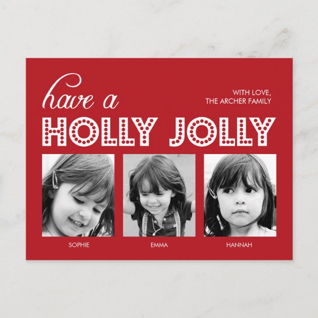 Holly Jolly Helgdag Photo Card-vykort Helg Vykort (Framsida)