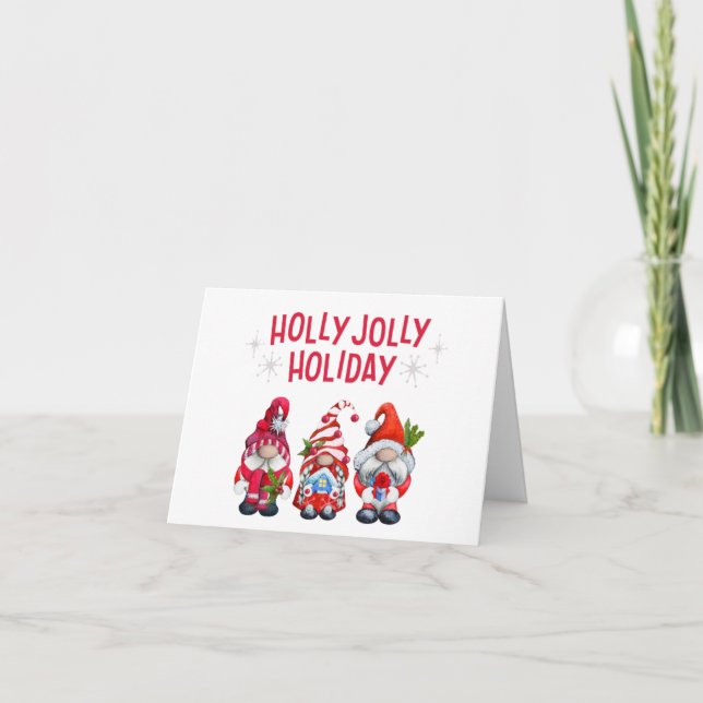 Holly Jolly Holiday Tomtar    Helgkort (Framsida)