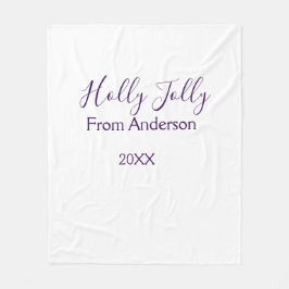 Holly Jolly holidays add name family year purple s Fleecefilt