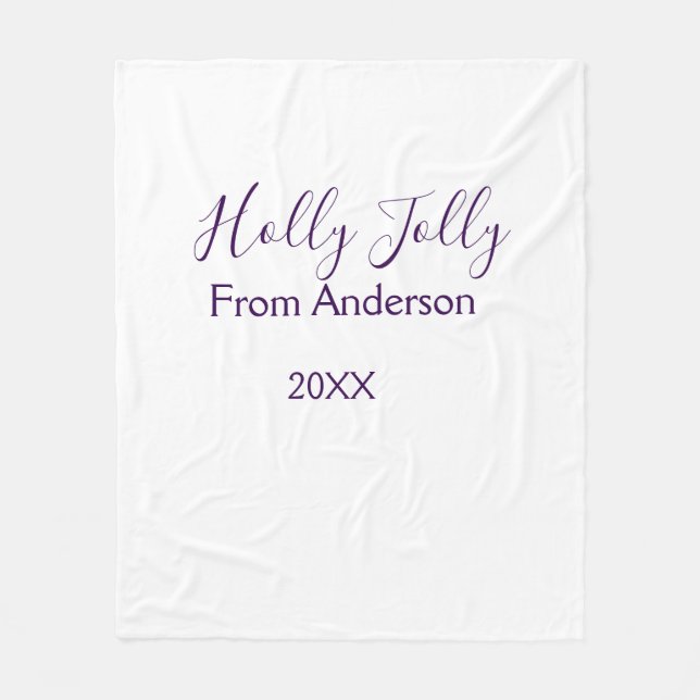 Holly Jolly holidays add name family year purple s Fleecefilt (Framsidan)