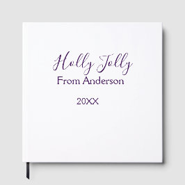Holly Jolly holidays add name family year purple s Gästböcker