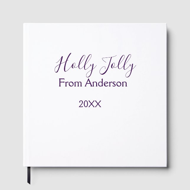 Holly Jolly holidays add name family year purple s Gästböcker (Framsida)