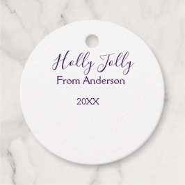 Holly Jolly holidays add name family year purple s Gåvor Etiketter