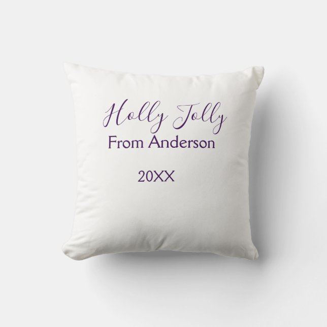 Holly Jolly holidays add name family year purple s Kudde (Framsida)