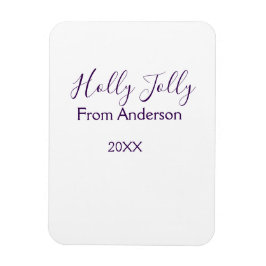 Holly Jolly holidays add name family year purple s Magnet