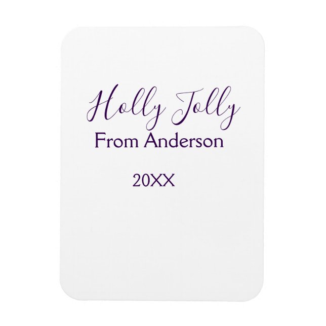 Holly Jolly holidays add name family year purple s Magnet (Vertikal)