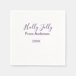 Holly Jolly holidays add name family year purple s Pappersservett