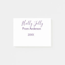 Holly Jolly holidays add name family year purple s Post-it Block