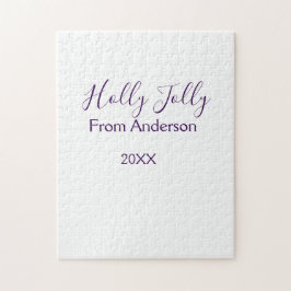 Holly Jolly holidays add name family year purple s Pussel